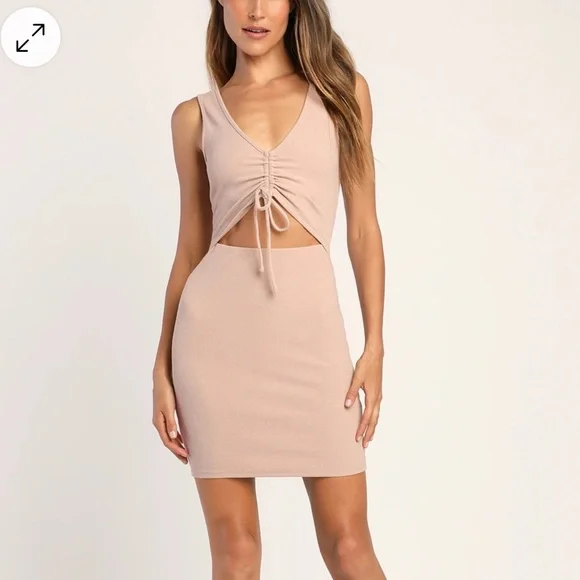 blue dress for baby girl The Meridian Midi Bodycon Dress [Beige] – Polkadotz Boutique main image 1